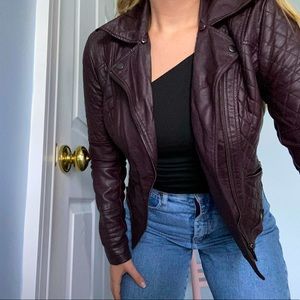 Burgundy Vegan Leather Jacket
